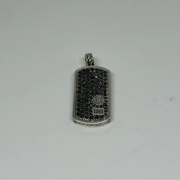 David Yurman dog tag pendent with black diamonds - Picture 2 of 7